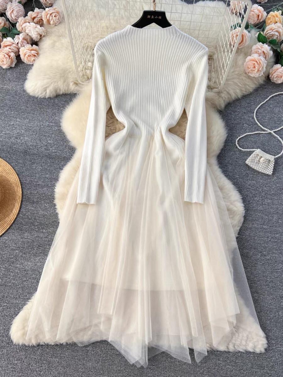 Key to love sweater mesh dress KD170 images